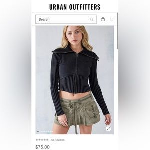 Urban Outfitters BDG Thea Ribbed Funnel Neck Track Top